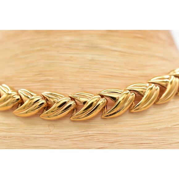 Krementz Vintage Choker Chain Necklace Linked Gold Tone Chunky Signed 60s BinBQ - Picture 8 of 12